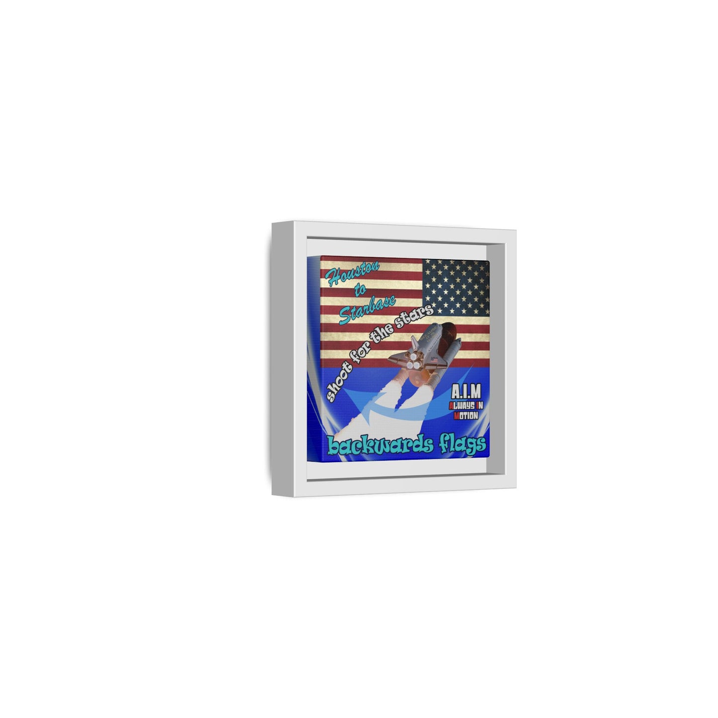 shoot for the stars - framed canvas art (blue-white wave)