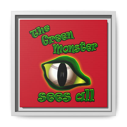 green monster - framed canvas art (dark red)