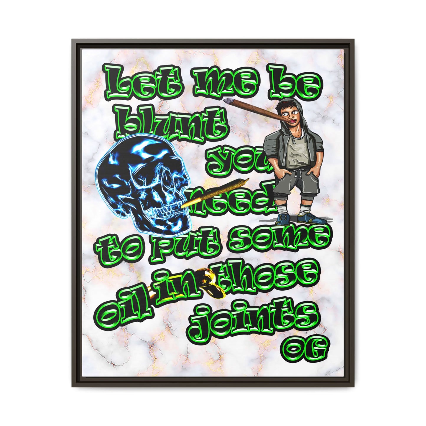 og - framed canvas art (white marble)