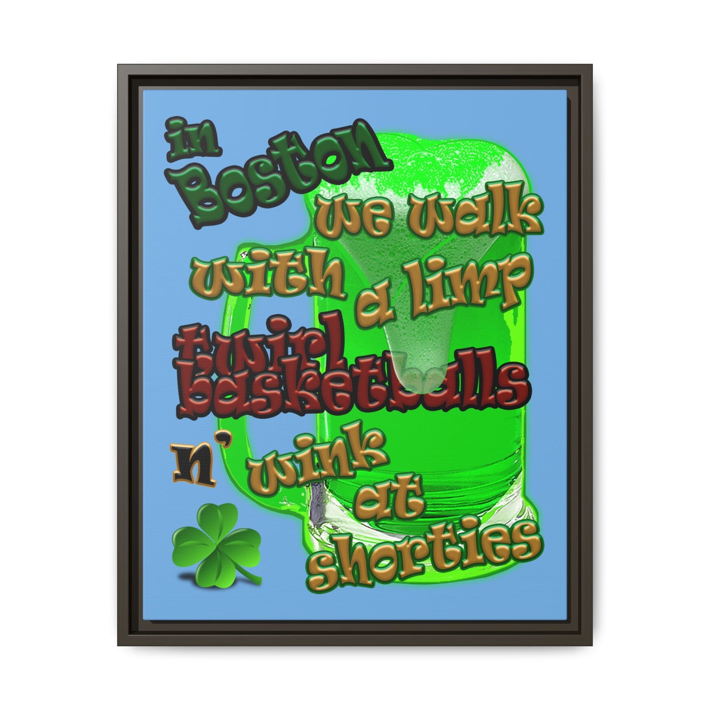 celtics logo - framed canvas art (light blue)