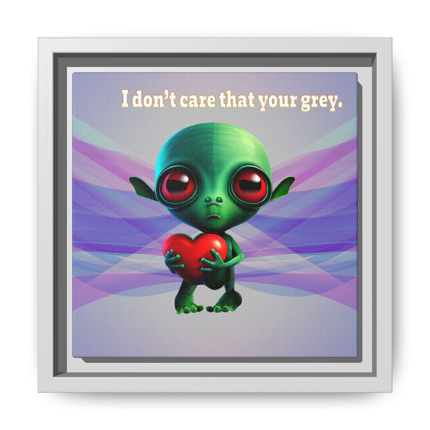I don't care that your grey - framed canvas art (light blue-pink wave)