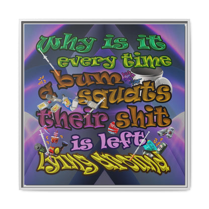 the bum's shit - framed canvas art (grey-pink wave)