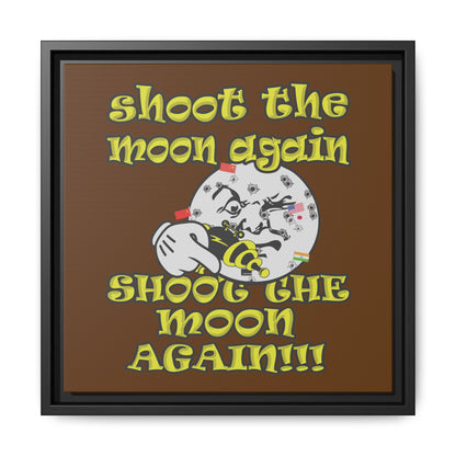 shoot the moon again - framed canvas art (brown)