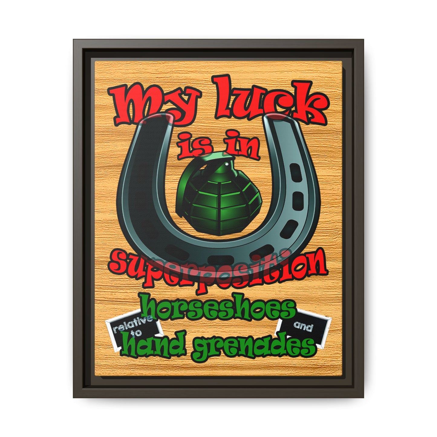 my luck - framed canvas art (butterscotch wood finish)