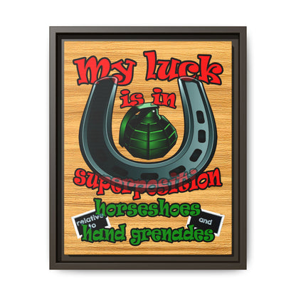 my luck - framed canvas art (butterscotch wood finish)