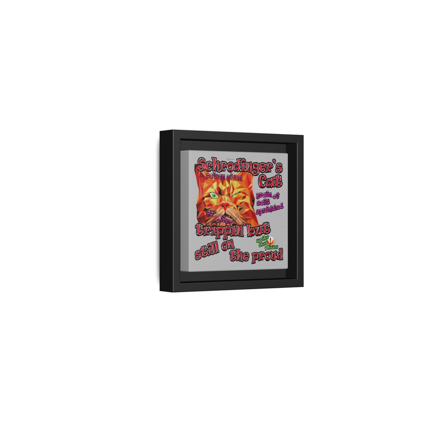 schrodinger's cat - framed canvas art (light grey)