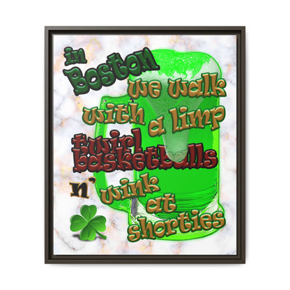 celtics logo - framed canvas art (white marble)