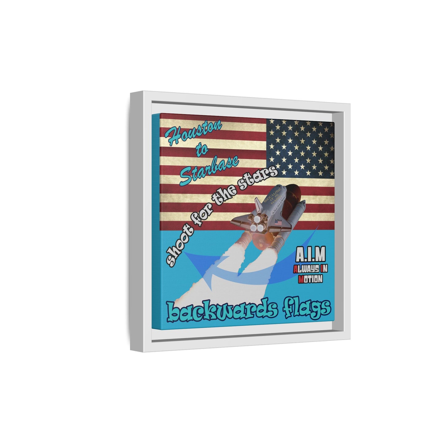 shoot for the stars - framed canvas art (turquoise)