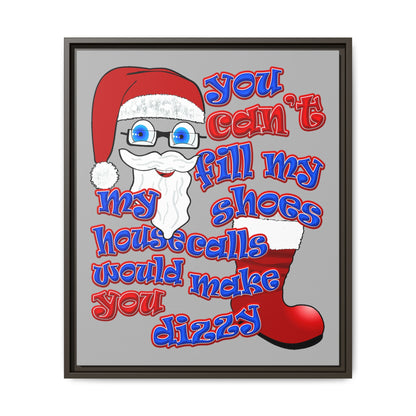 santa's shoes - framed canvas art (light grey)