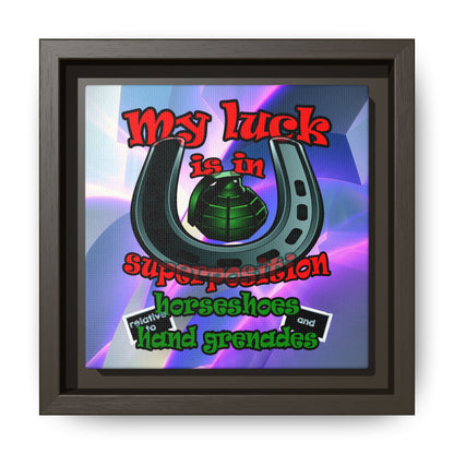 my luck - framed canvas art (grey-pink wave)