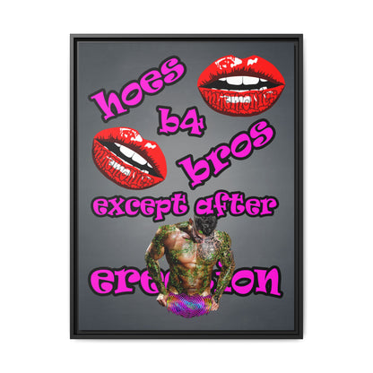 hoes b4 bros - framed canvas art (grey-light grey)