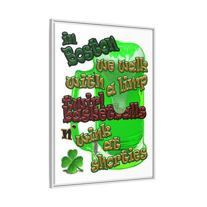 celtics logo - framed canvas art (white)