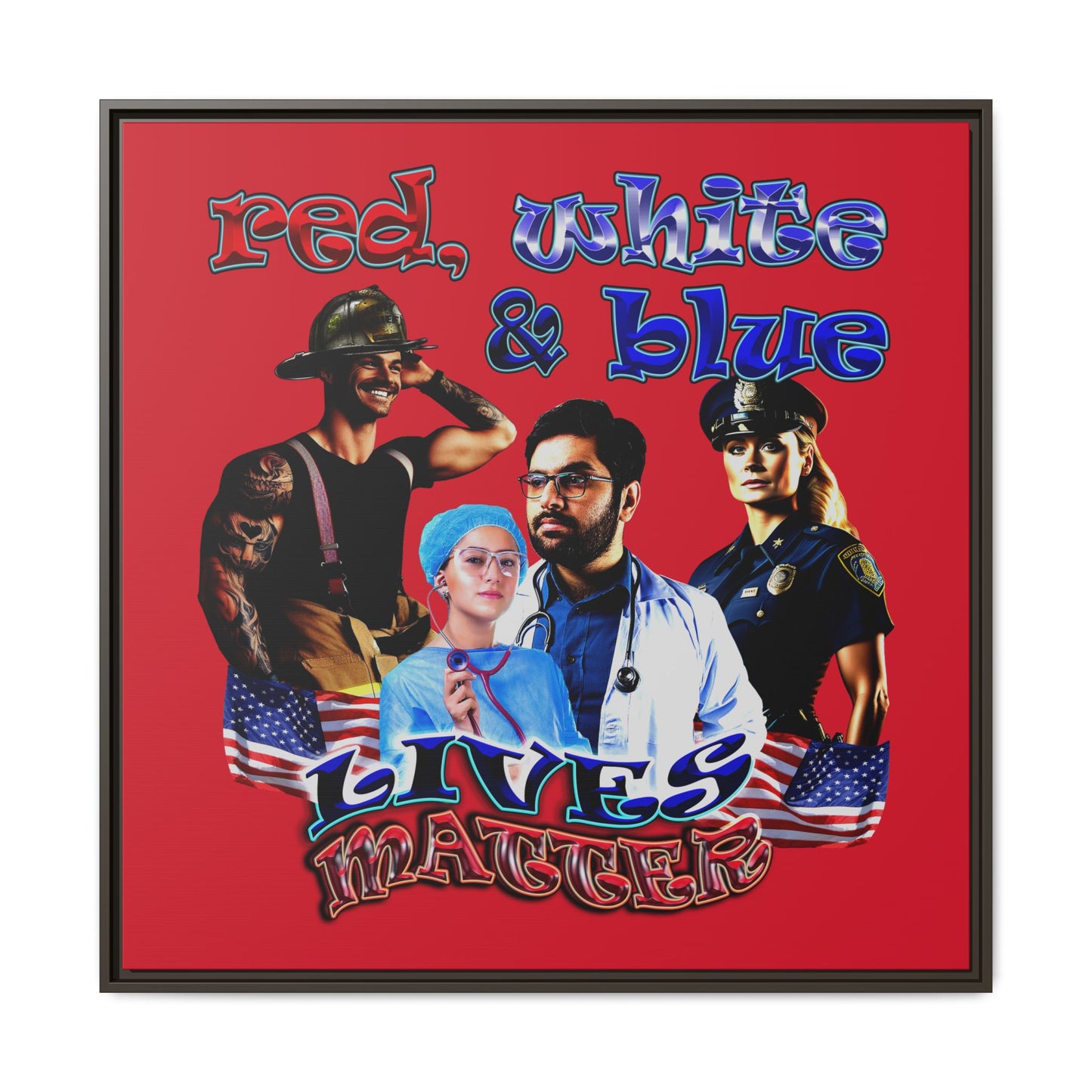rw&b lives matter - framed canvas art (dark red)