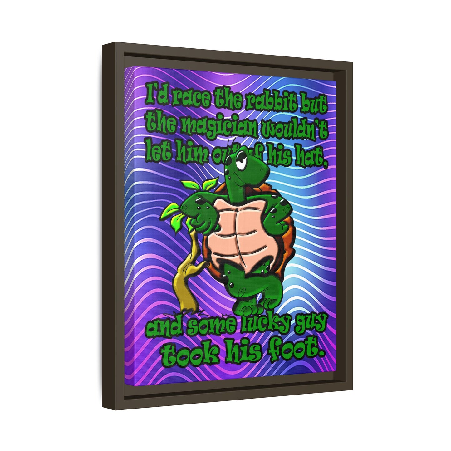 turtle race - framed canvas art (purple wave)