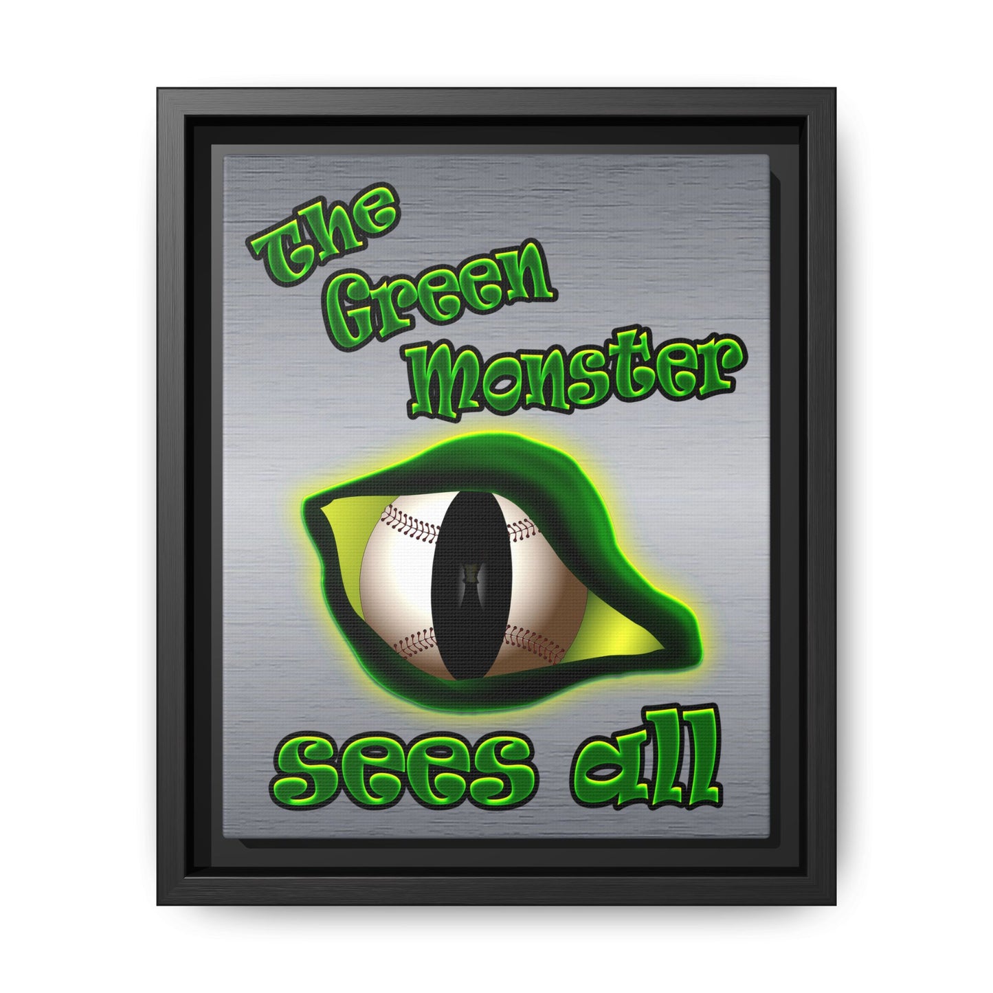 green monster - framed canvas art (brushed nickel)