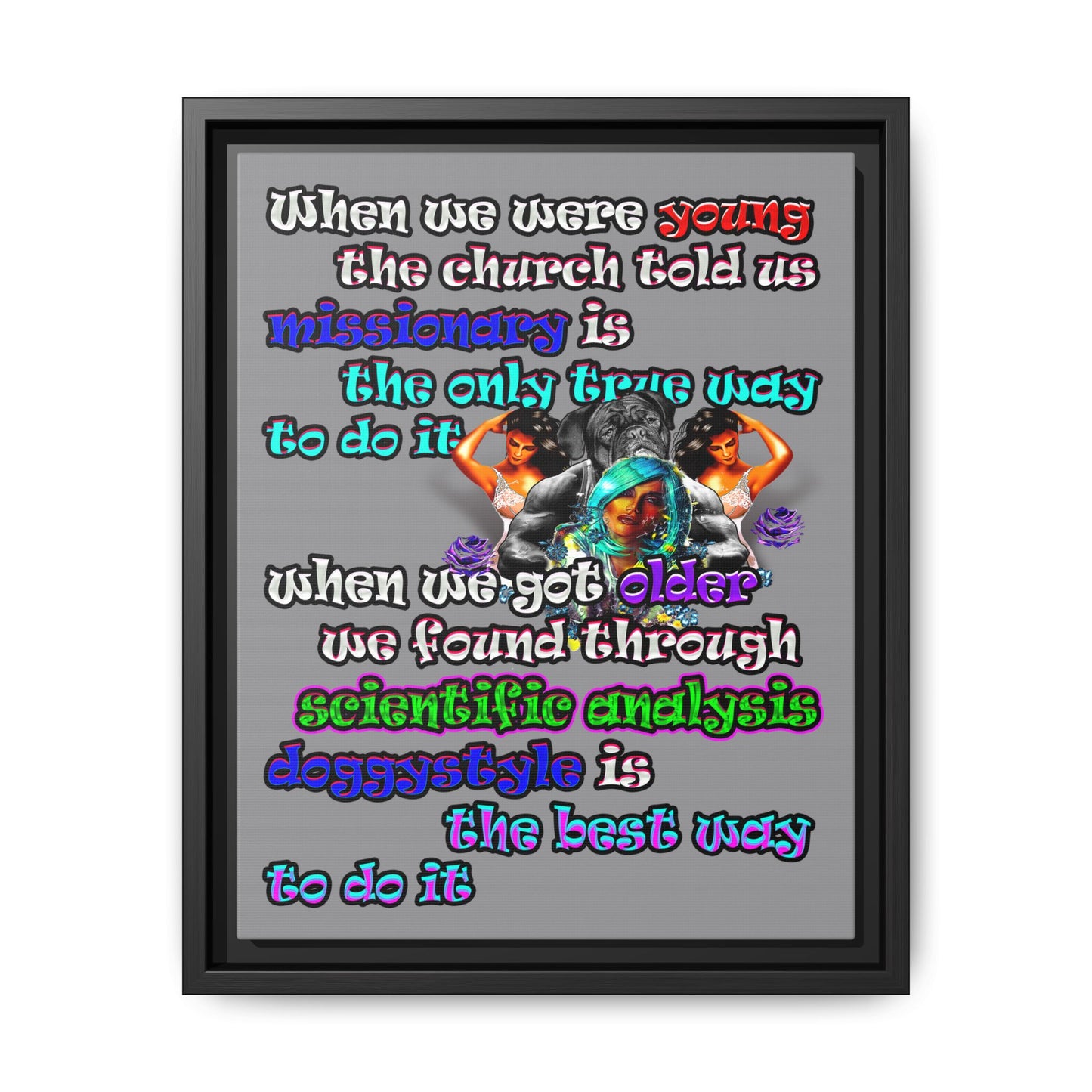 doggystyle - framed canvas art (grey)