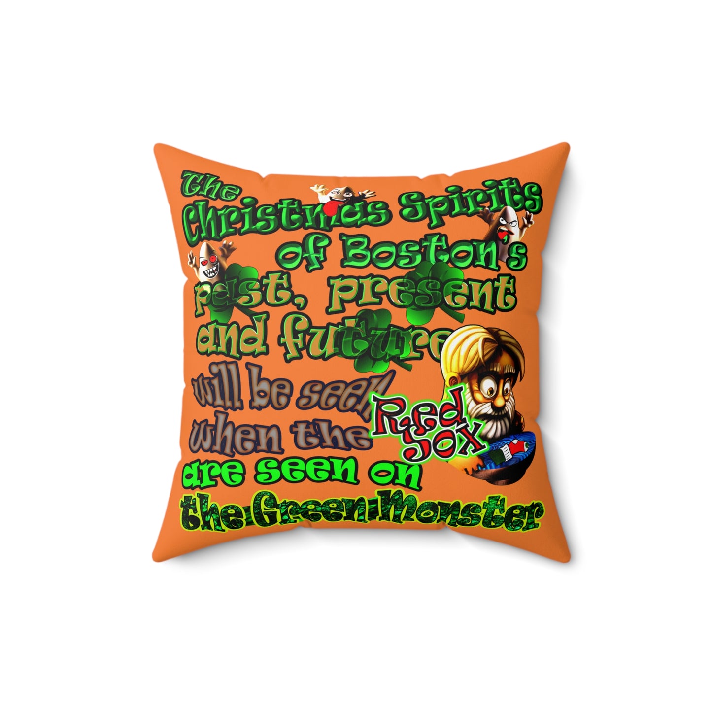 christmas spirits of boston - Spun Polyester Square Pillow - (crusta)