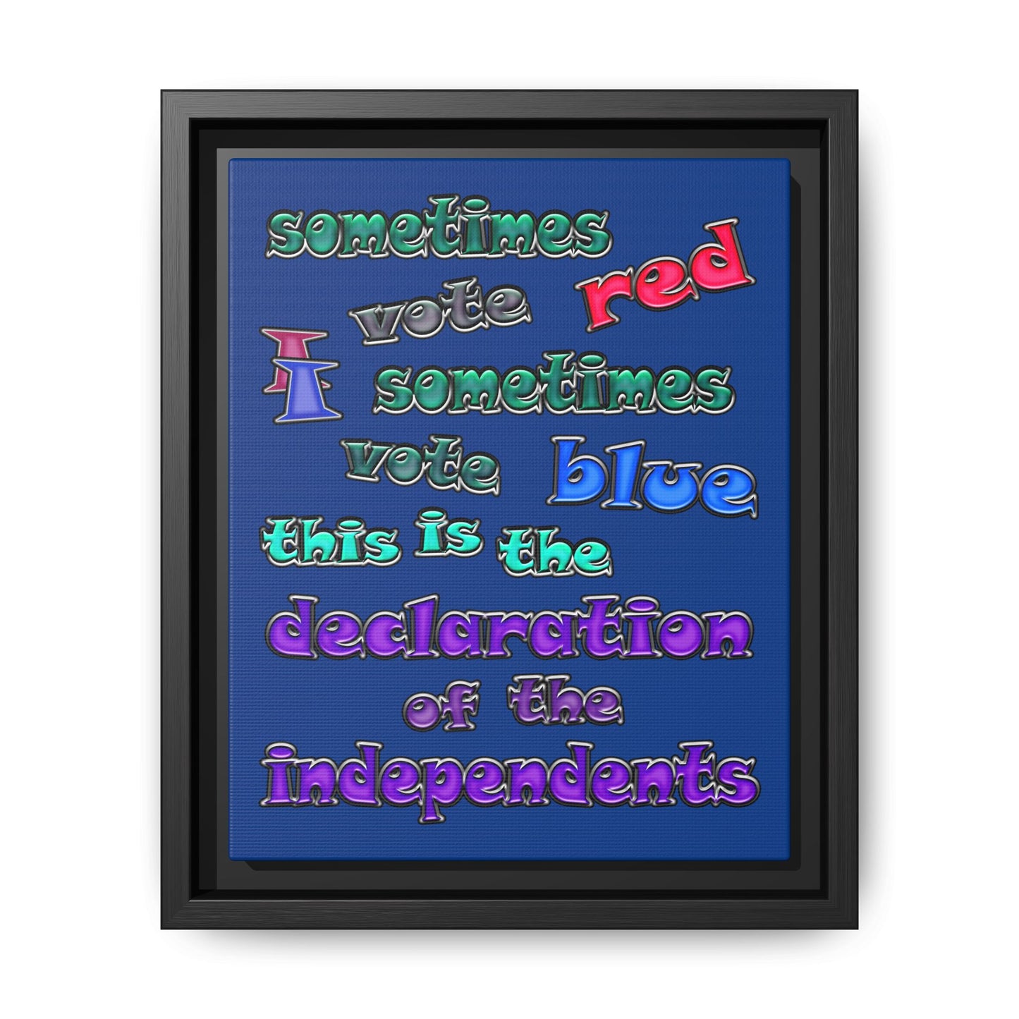 declaration of the independents - framed canvas art (dark blue)
