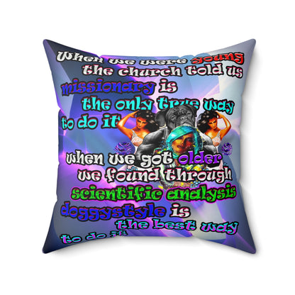 doggystyle - Spun Polyester Square Pillow - (grey-pink wave)