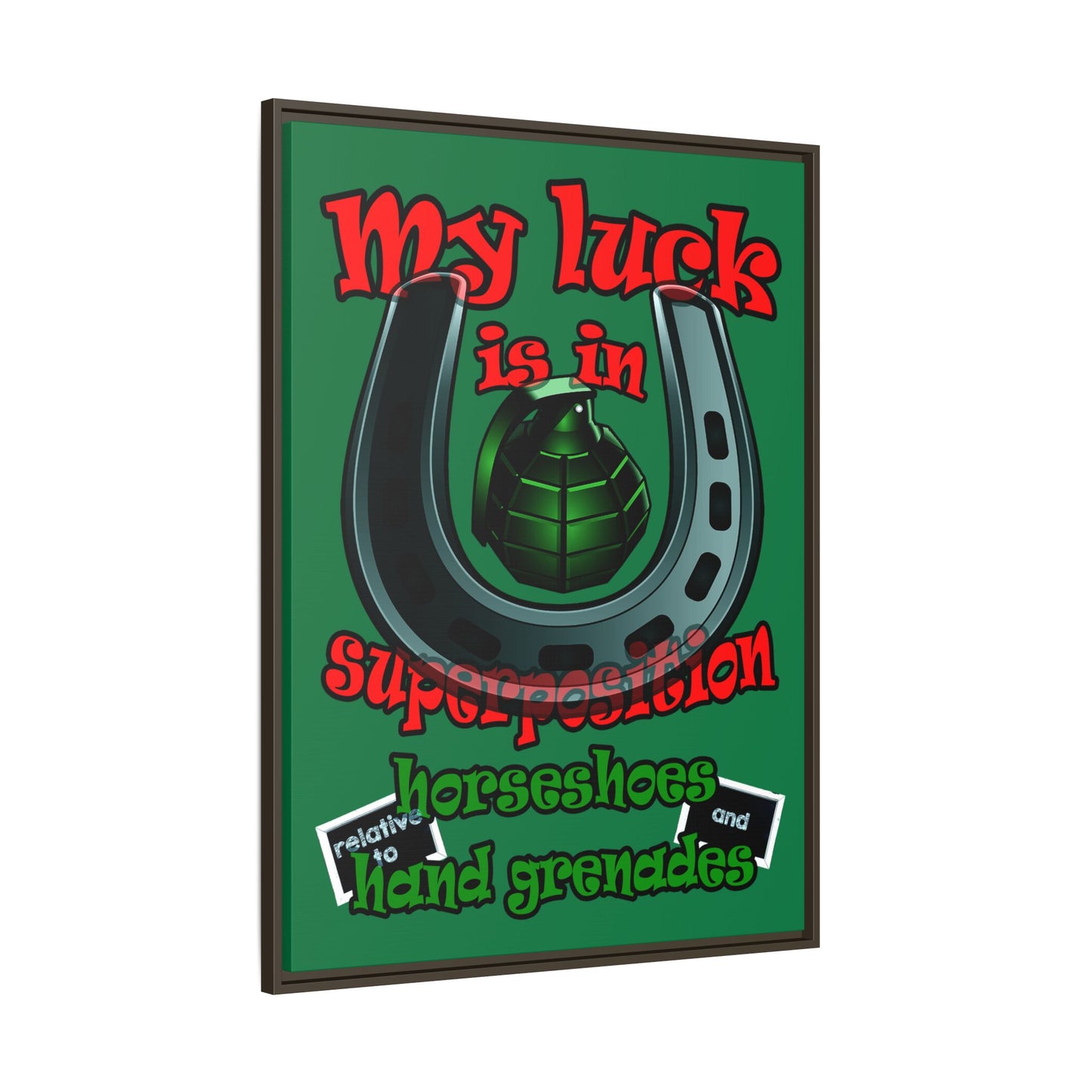 my luck - framed canvas art (dark green)