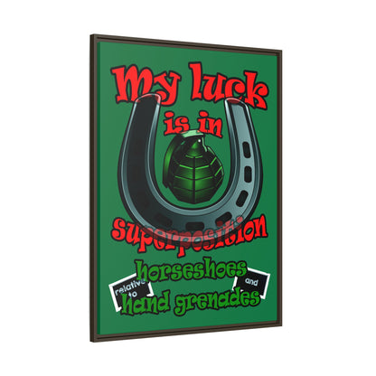 my luck - framed canvas art (dark green)