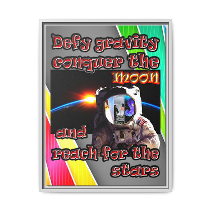 defy conquer reach - framed canvas art (rainbow split)