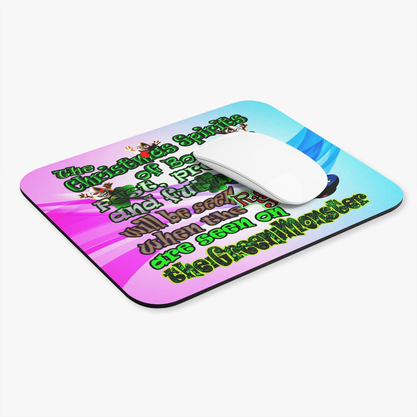 christmas spirits of boston - Mouse Pad (Rectangle) (light blue-pink wave)