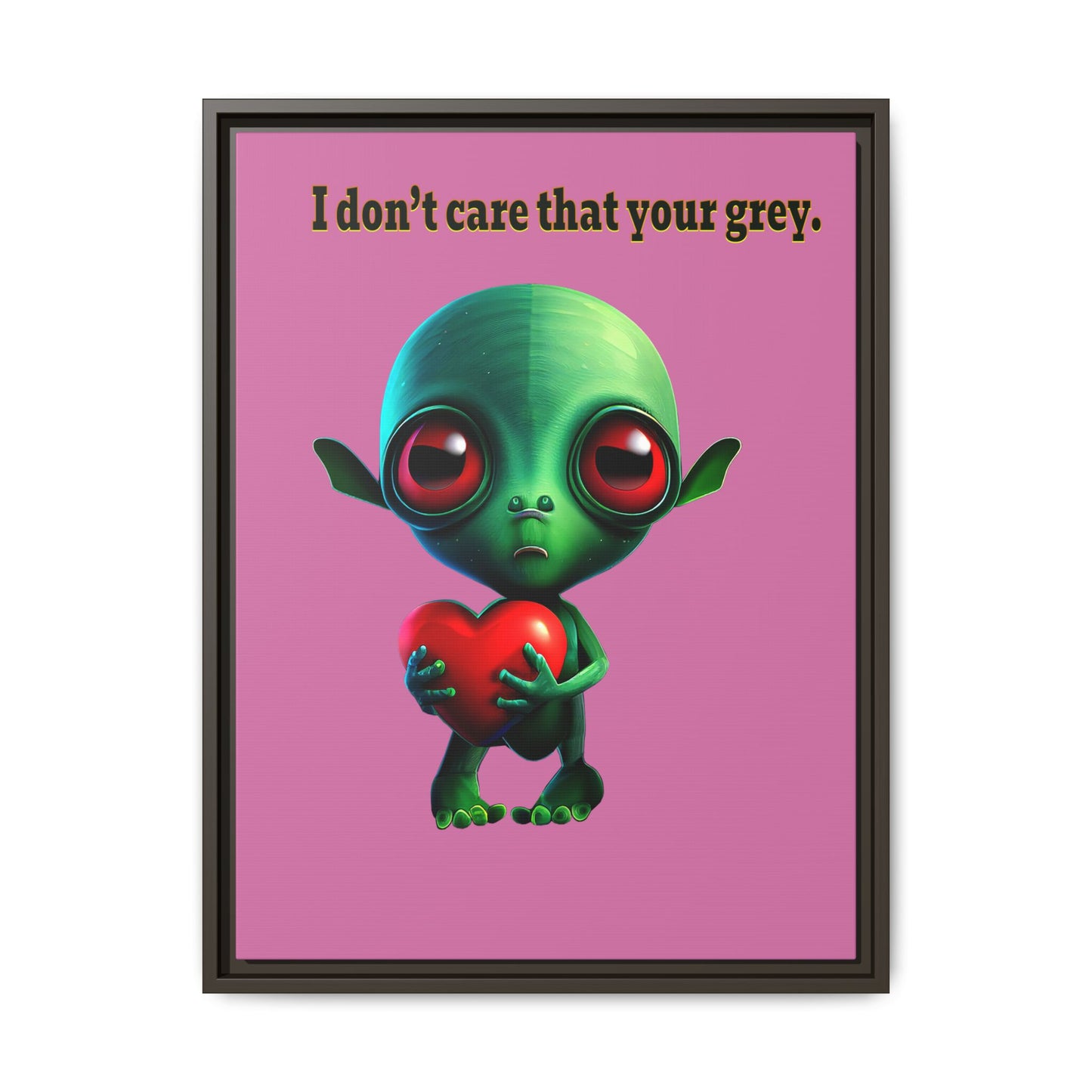 I don't care that your grey - framed canvas art (light pink)