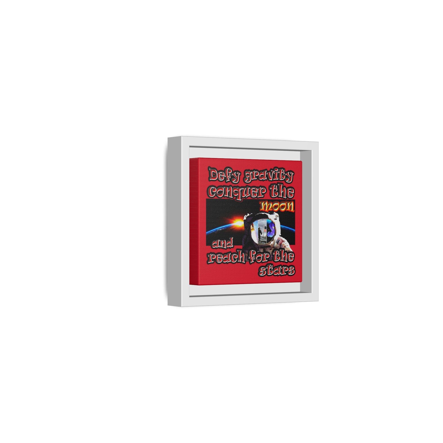 defy conquer reach - framed canvas art (dark red)