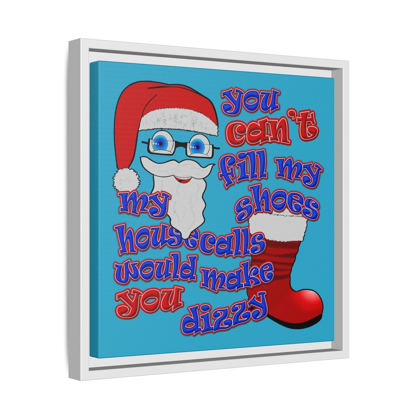 santa's shoes - framed canvas art (turquoise)