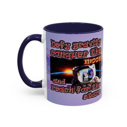 defy conquer reach - Accent Mug (light blue-pink wave)