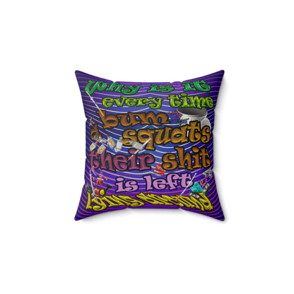the bum's shit - Faux Suede Square Pillow - (purple wave)