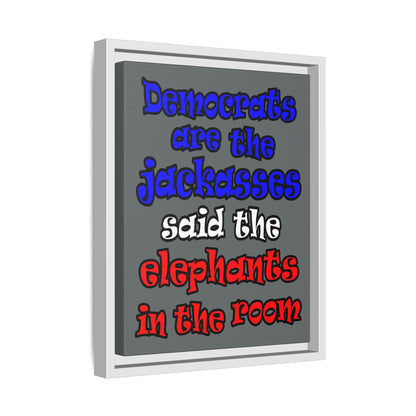 donkeys and elephants - framed canvas art (dark grey)