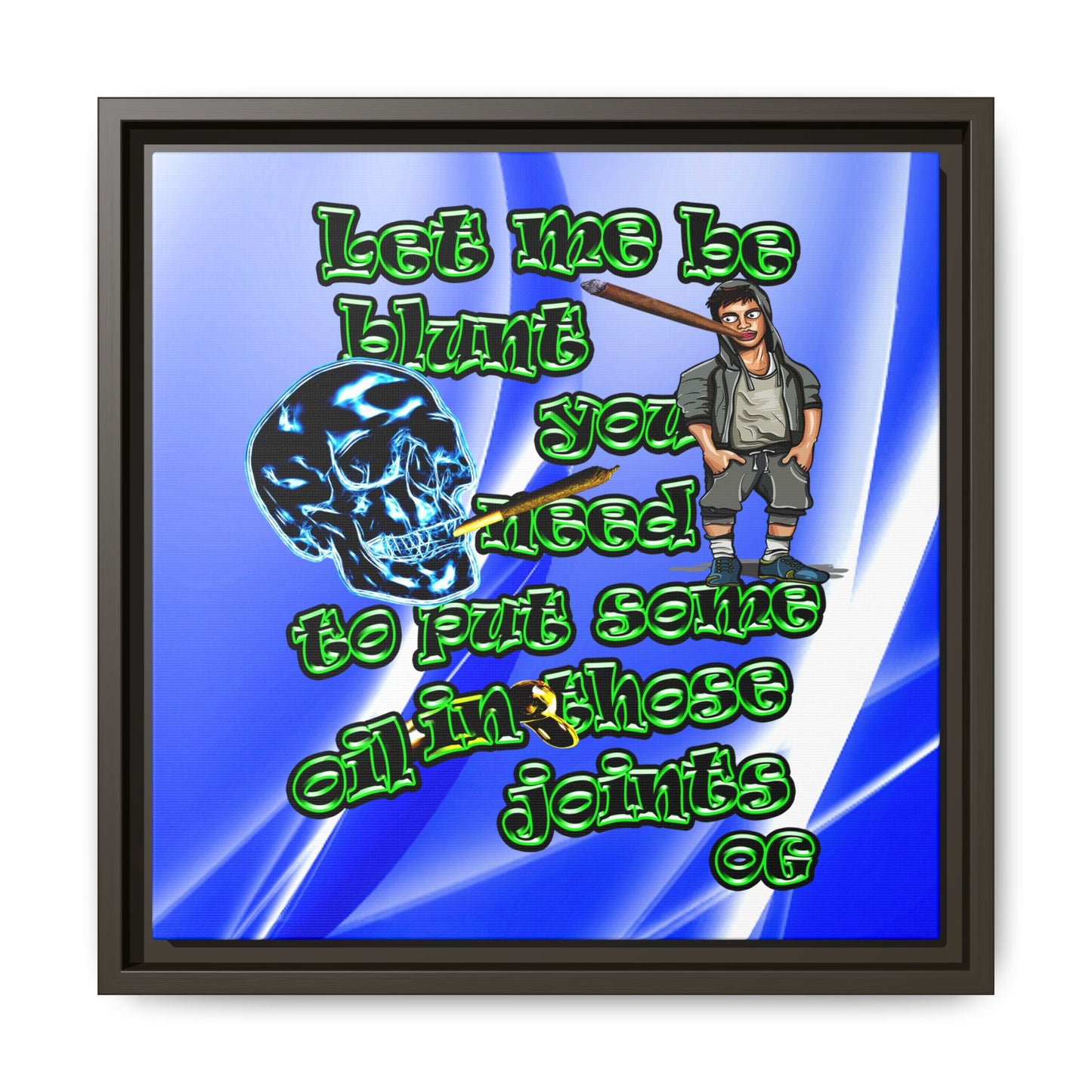 og - framed canvas art (blue-white wave)