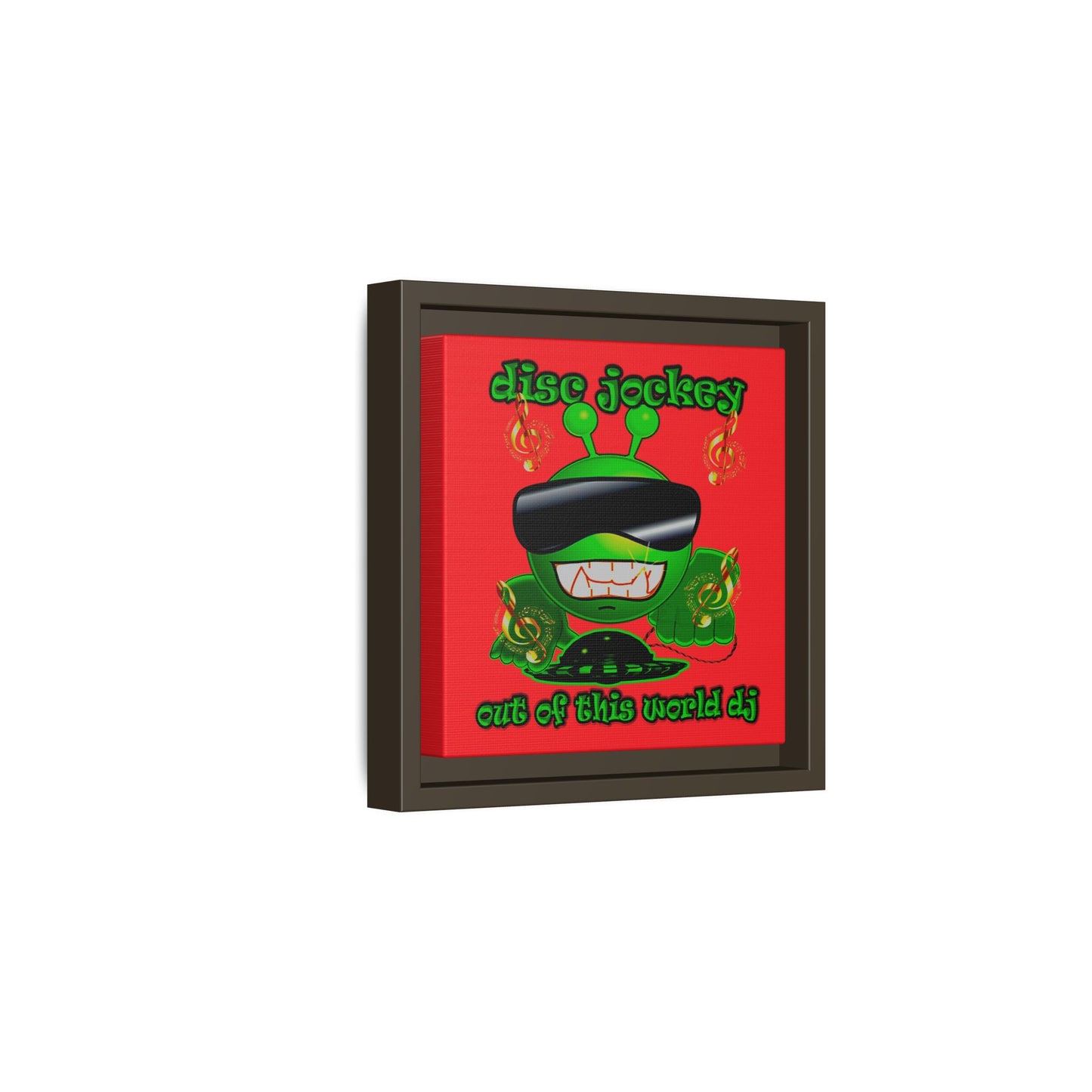 disc jockey - framed canvas art (red)