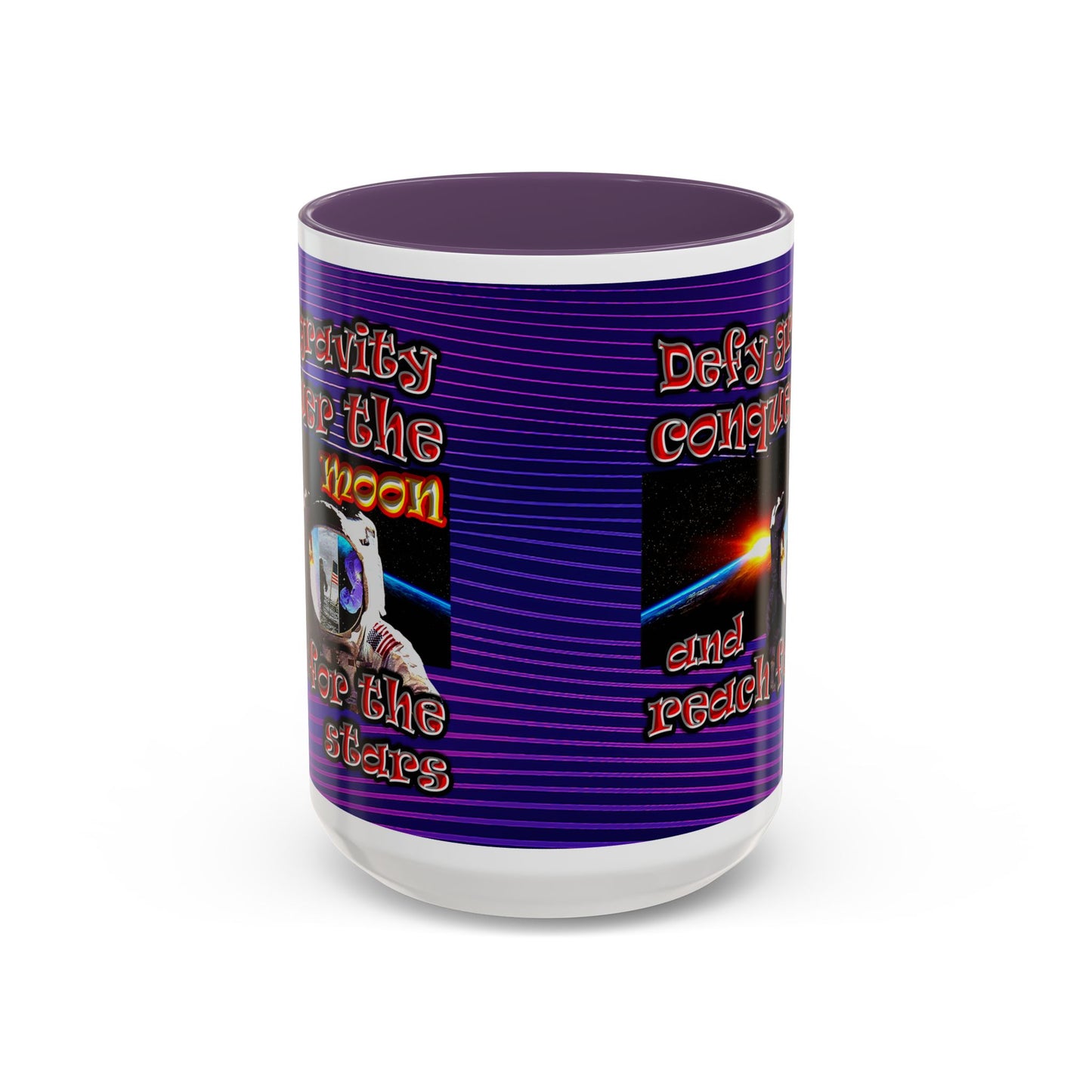defy conquer reach - Accent Mug (purple wave)