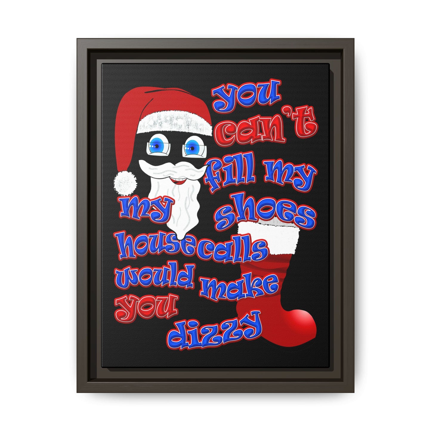 santa's shoes - framed canvas art (black)