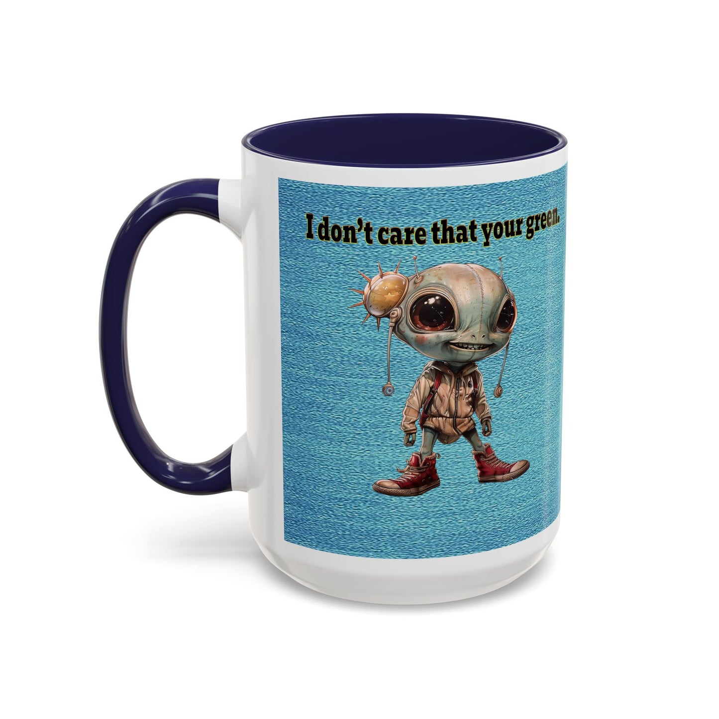 I don't care that your grey - Accent Mug (faded blue)