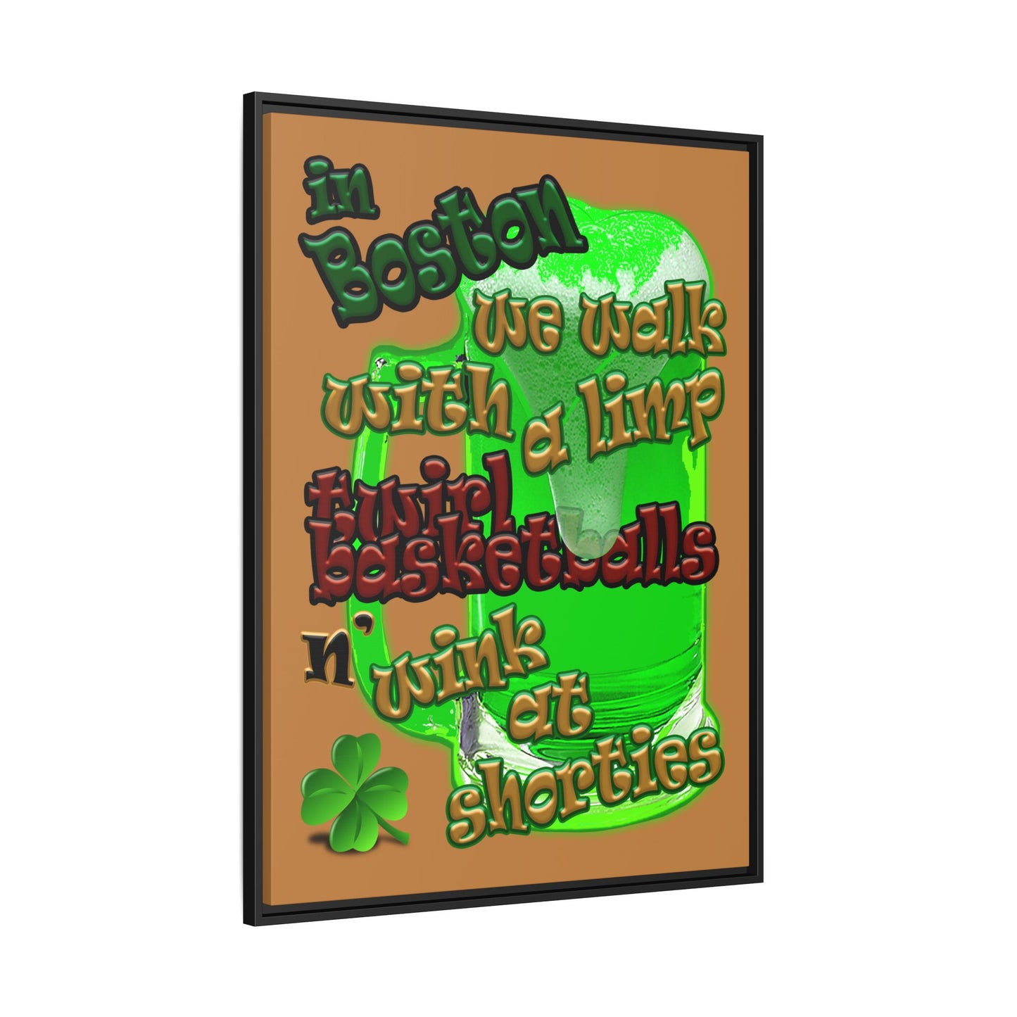 celtics logo - framed canvas art (light brown)