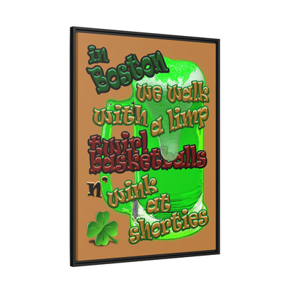 celtics logo - framed canvas art (light brown)