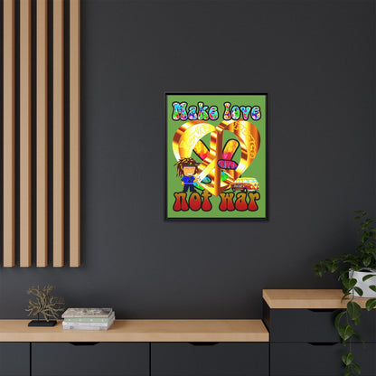 love peace - framed canvas art (green)