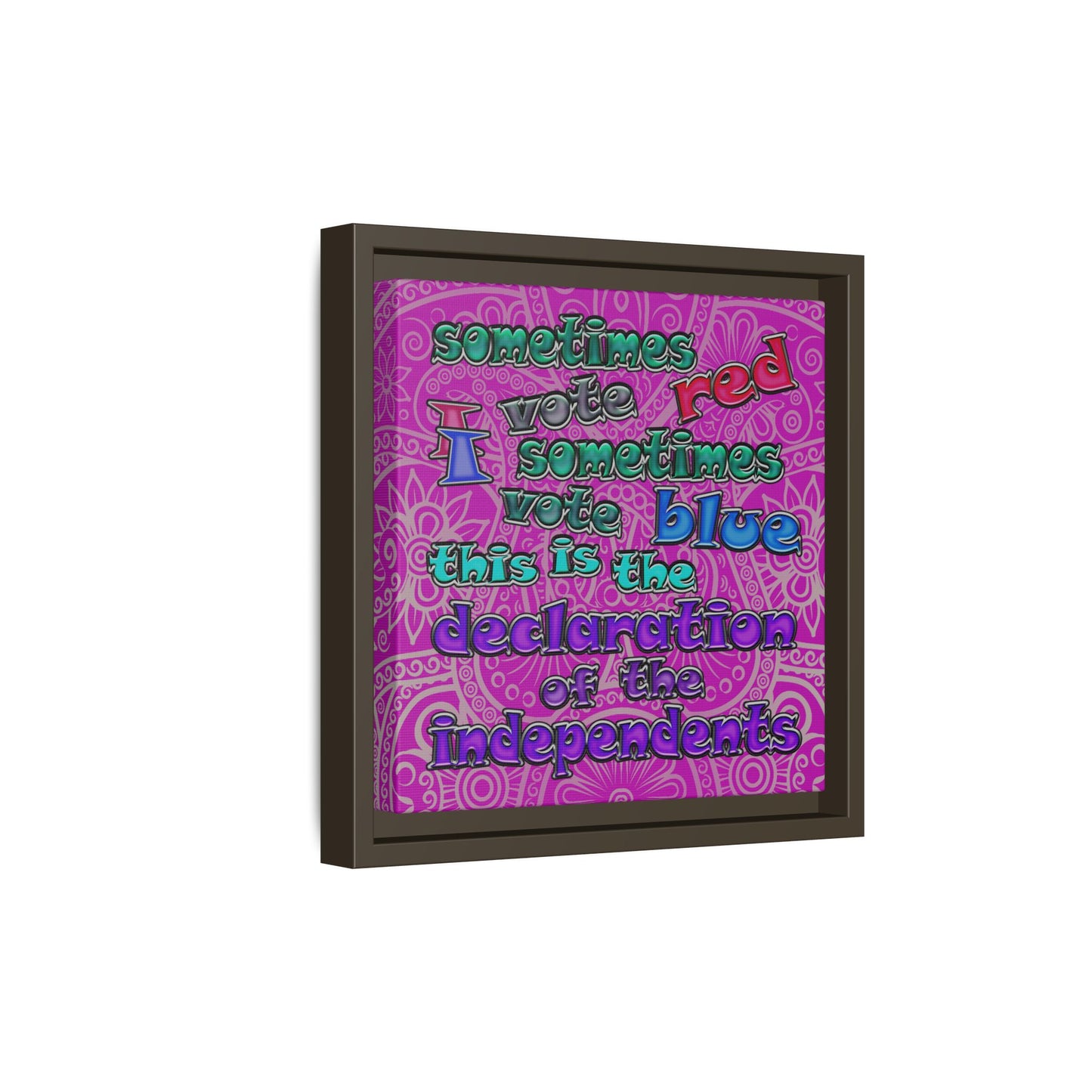 declaration of the independents - framed canvas art (pink swirl)