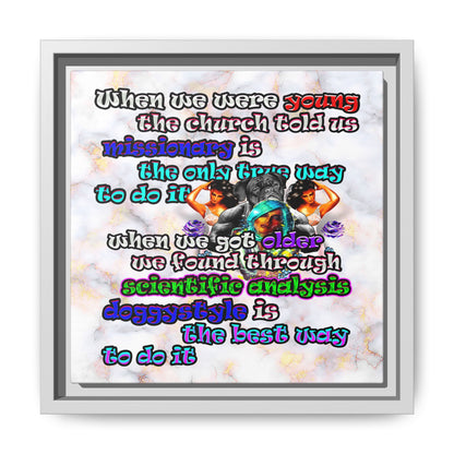 doggystyle - framed canvas art (white marble)