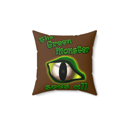 green monster - Faux Suede Square Pillow - (brown)