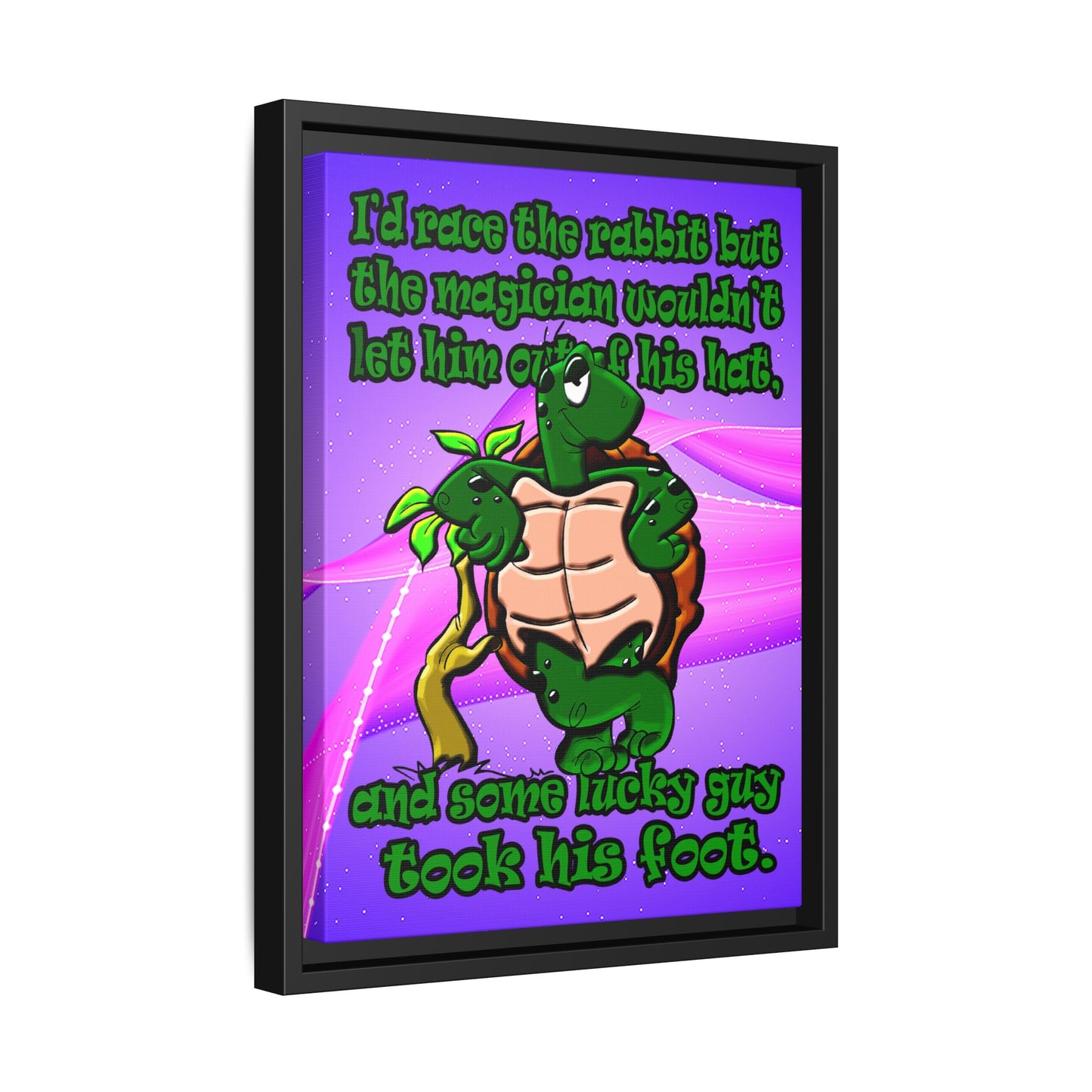 turtle race - framed canvas art (purple-pink wave)