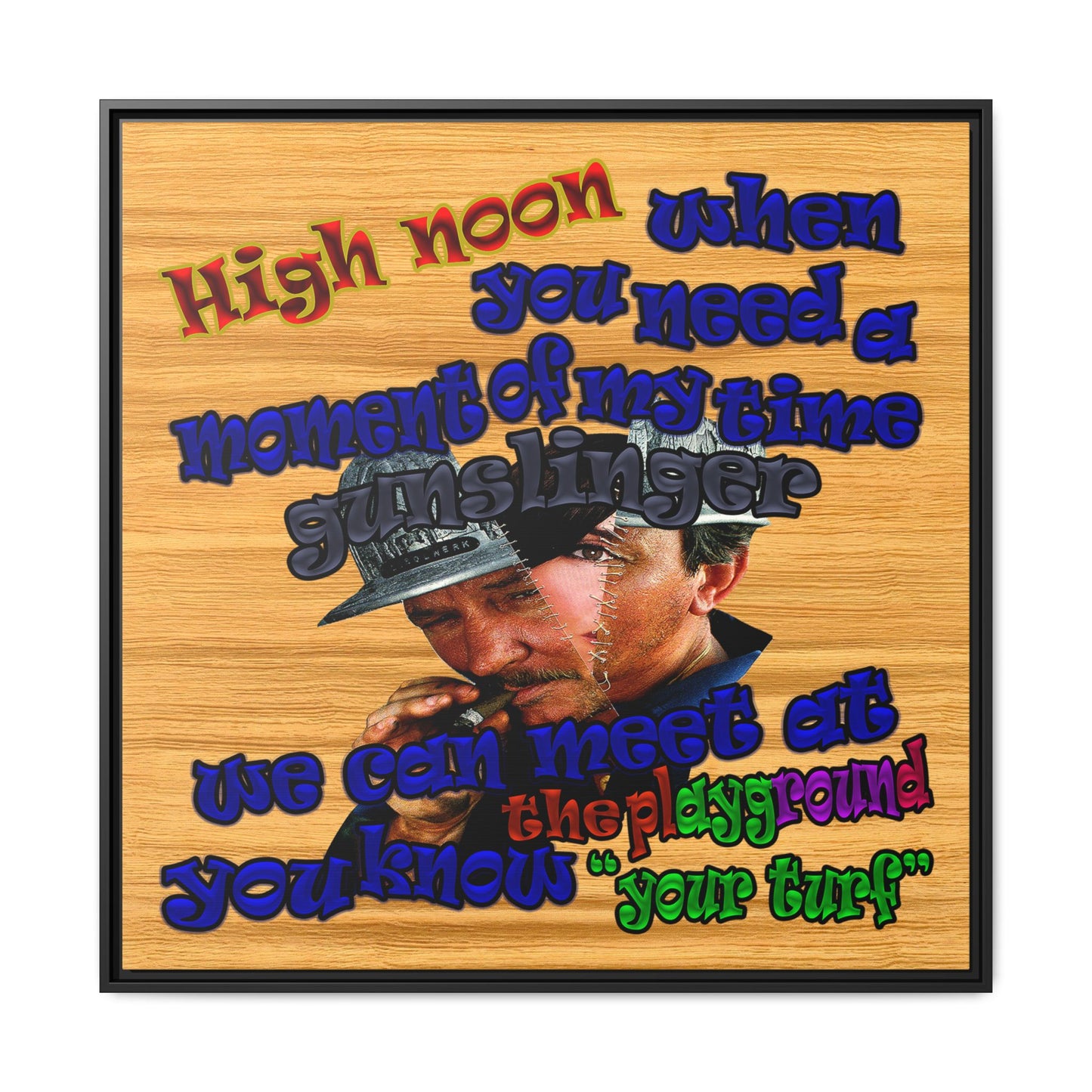 high noon - framed canvas art (butterscotch wood finish)
