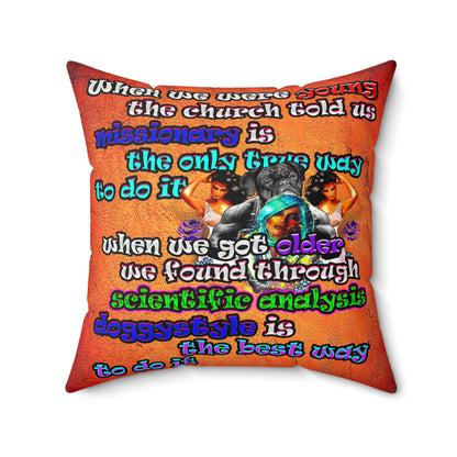 doggystyle - Spun Polyester Square Pillow - (burnt orange)