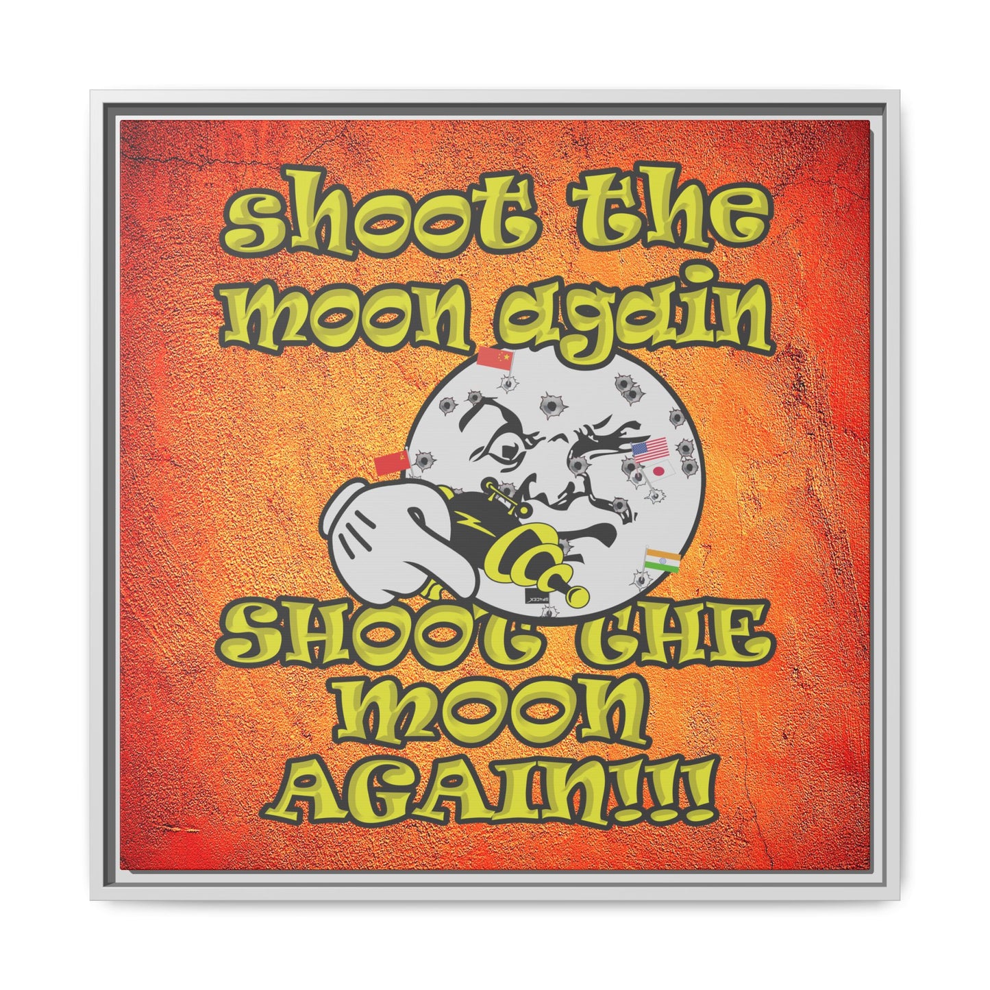 shoot the moon again - framed canvas art (burnt orange)