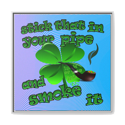 stick that in your pipe and smoke it - framed canvas art (light blue-purple wave)