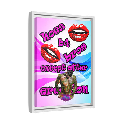 hoes b4 bros - framed canvas art (light blue-pink wave)